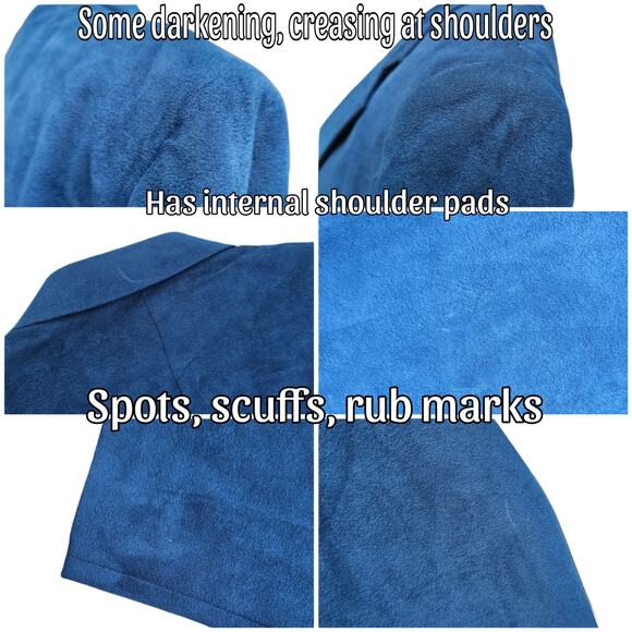 Blue Ultrasuede Jacket Size L Faux Suede Blazer Navy Teal USA Vintage Large VTG - Picture 6 of 9
